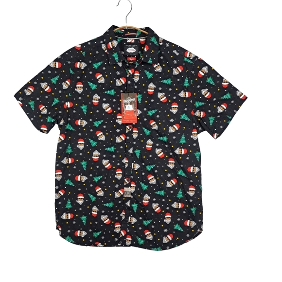 Denim & Flower Other - NWT Denim & Flower Ricky Singh Men's Large Festive Black Santa Shirt